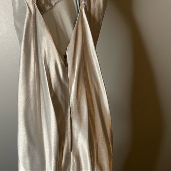 Silver Formal Dress with Sequin Top and Tie Back - Picture 10 of 13